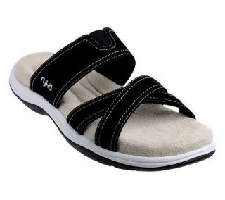 Ryka Cross Strap Slide Sandals w/ Memory Foam Footbed   A221965