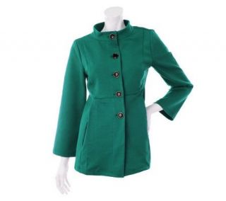 Bob Mackies Ponte Knit Button Front Jacket with Seam Detail