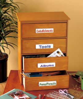 Wood Desktop Craft Storage Tower Home or Office 4 Drawer Organizer