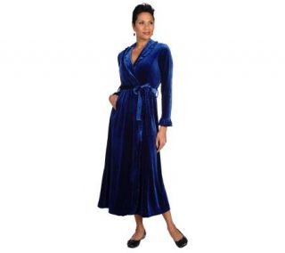 Joan Rivers Regular Length Ruffled Accent Velour Robe   A217962