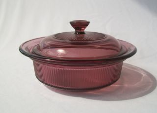 Corning Ware Visions Cranberry Casserole 24 oz V 30 B with Lid Mint