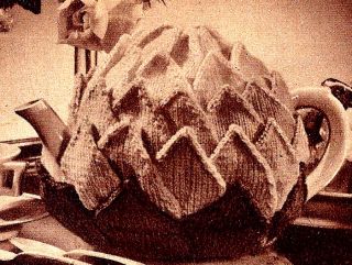 Vintage Knitting Pattern Artichoke Tea Cozy Rose Petal