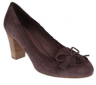 Makowsky Suede Moccasins on Stacked Heel w/ Bow & Tassel — 