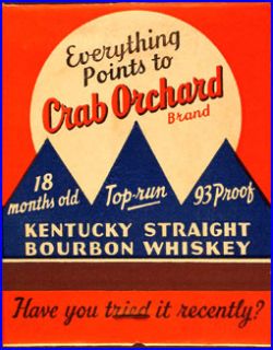 1940s Crab Orchard Bourbon Whiskey Giant Match Book