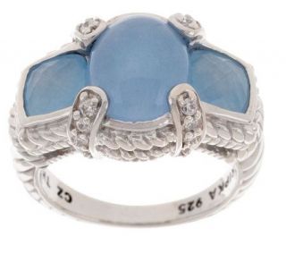 Judith Ripka Sterling Blue Jade & Diamonique Ring —