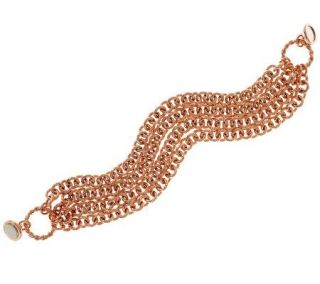 Bronzo Italia Textured Multi chain Rolo Link Bracelet —