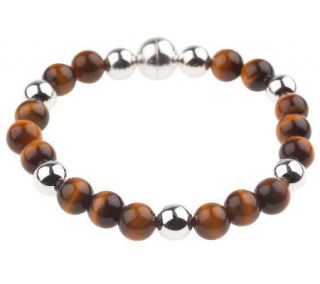 Sterling Red Tigers eye Bead Bracelet with Magnetic —
