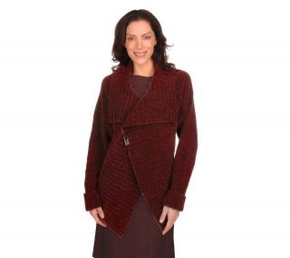 Stan Herman Chenille Wrap Sweater with Kilt Pin —