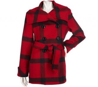 TowerCollection by London Fog Oversized Plaid Wool Jacket with Belt 