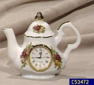Royal Albert Old Country Roses Teapot Clock —