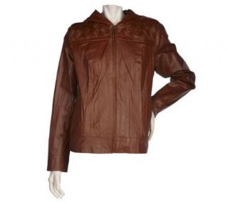 Bradley by Bradley Bayou Leather Jacket w/Woven Detail and Hood