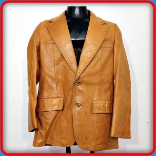 CRESCO Vintage 70s Classic lambskin Leather Blazer JACKET Coat Mens 38