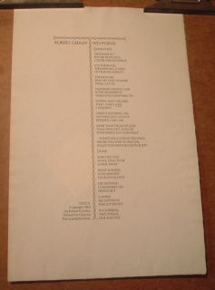 Robert Creeley Original 1964 Poetry Broadside Wo Poems