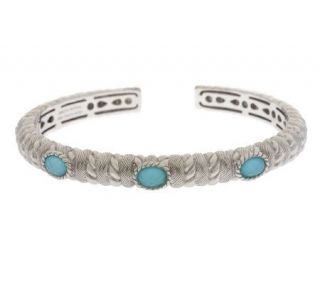 Judith Ripka Sterling Turquoise Doublet Hinged Cuff —