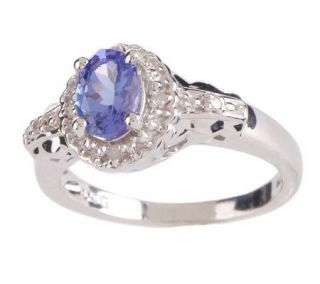 Sterling 0.75 ct Oval Tanzanite and Diamond Accent Ring —
