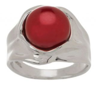Hagit Gorali Sterling Burgundy 9.5mm Cultured Pearl Sculpted Ring 