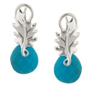 SeidenGang Sterling Turquoise Leaf Design Drop Earrings —