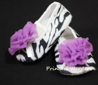Infant Baby Girls Zebra Crib Shoes Purple Rose 0 18mos