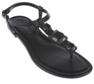 Tignanello T strap Thong Sandals with Square Ornament —