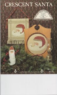 Homespun Elegance Santa Cross Stitch Crescent Santa