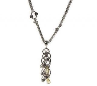 Michael Dawkins Sterling 20 Cultured Pearl and Gemstone Necklace w 