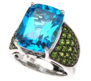 12.50 ct tw OstroblueTopaz and Chrome Diopside Sterling Ring