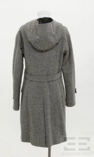 CoSTUME NATIONAL Black & White Wool Latch Hooded Coat Size 42