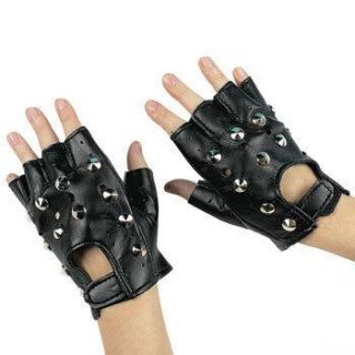  Rock Star Studded Fingerless Gloves Costume Pair Studs