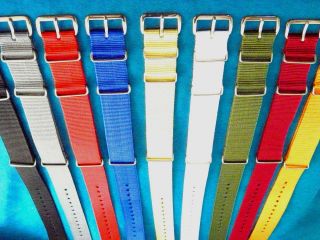 10 Solid Color Watch Bands Fit NATO Country issued Watches New