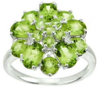 80 ct tw Peridot Cluster Sterling Ring —