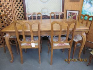 Antique Country French Dining Room Table and Six Chairs