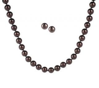 Kenneth JayLane Chocolate Simulated Pearl Necklace & Earring Set