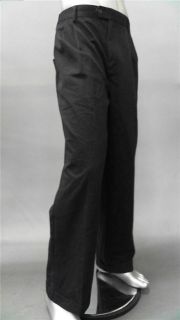 Croft Barrow Mens 42 Comfort Flat Front Dress Pants Black Solid Slacks