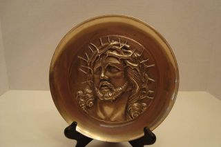 Solid Brass Portrait Plate of Jesus Crist with A Hanger
