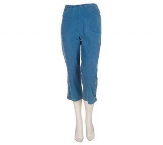 Denim & Co. Classic Waist Stretch Pull on Crop Pants —