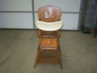 Thayer Wood Convertible High Chair from the 1950s (Converts Into Play