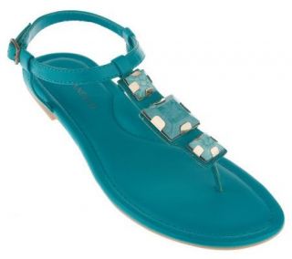 Tignanello T strap Thong Sandals with Square Ornament   A214782