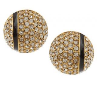 Joan Rivers Enamel Accented Shimmering Pave Button Earrings