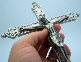 Large Silver Pewter Wall Cross Crucifix Catholic Gift