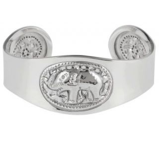 Artisan Crafted Sterling Large Elephant Design Cuff, 24.0g —