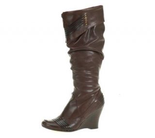 Bronx Mia Leather Wedge Boot with Studded StrapDetails —
