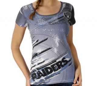 NFL Raiders Womens Sublimated Sequin T Shirt —