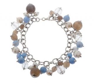 Arte dArgento SterlingAverage Gemstone and Crystal Bead Charm Bracelet 