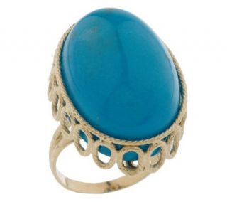 VicenzaGold Oval Turquoise Geometric Border Ring 14K Gold —