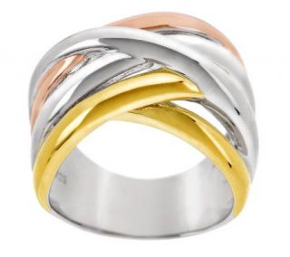 Sterling Polished Tri color Highway Design Ring —