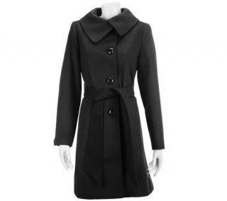 George Simonton Button Front Coat with Exaggerated Collar & Belt