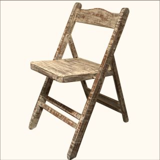 Reclaimed Hardwood Open Back Folding Chair Dining Room Patio Furniture