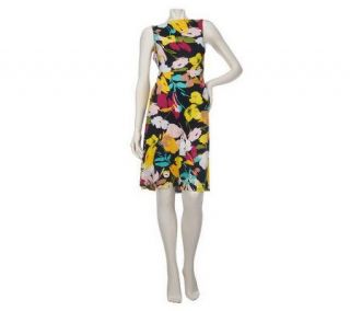 Kelly by Clinton Kelly V neck Floral Print Knit Dress —