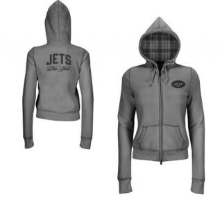 NFL New York Jets Womens Sweatshirt with PlaidLined Hood —