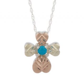 Black Hills Leaf Cross and Turquoise Pendant w/chain —